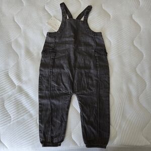NWT Analogie By Lil Legs  Tencel Boys Romper-Grey Wash - Overalls Dungarees 2T